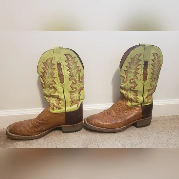 Lucchese Brown and Green Cowboy Boots - Picture 5 of 12